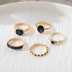 Retro Blue Crystal Ring Female Jewelry Party Premium Gift