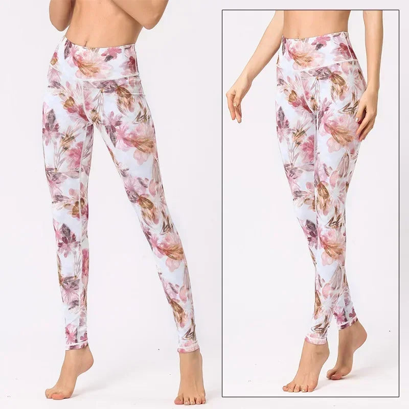 High waist Pants for yoga Women Flower Active wear