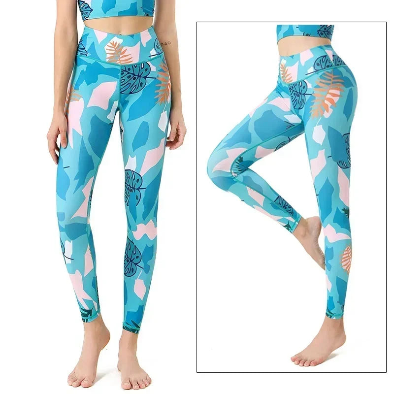 Yoga Pants Flower High Waist Sports Leggings for women