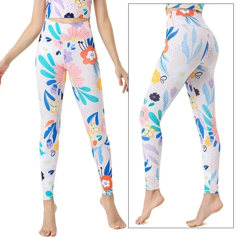 Yoga Pants Flower High Waist Sports Leggings for women