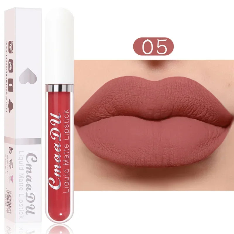 Lip Gloss Brown Nude Pigment Dark Red Long Lasting Velvet Liquid Lipstick
