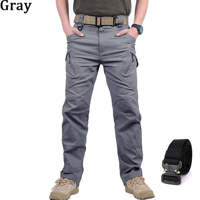 Men's Waterproof Cargo Pants Elastic Multiple Pocket Military Male Trousers Outdoor Joggers Pant.