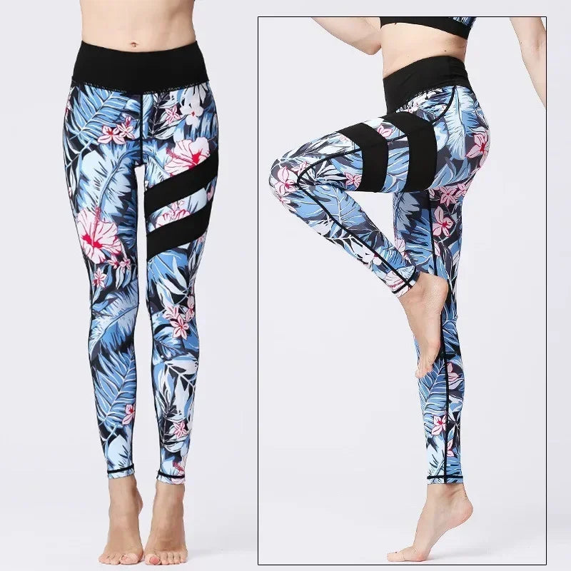 High waist Pants for yoga Women Flower Active wear