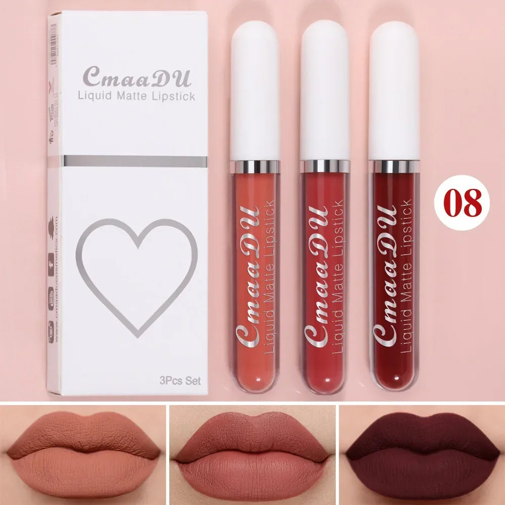 Lip Gloss Brown Nude Pigment Dark Red Long Lasting Velvet Liquid Lipstick
