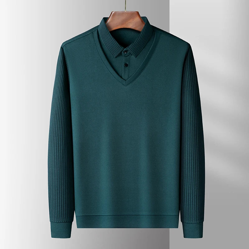 men's polo shirt for autumn winter fashion two pieces top