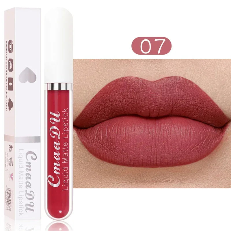 Lip Gloss Brown Nude Pigment Dark Red Long Lasting Velvet Liquid Lipstick
