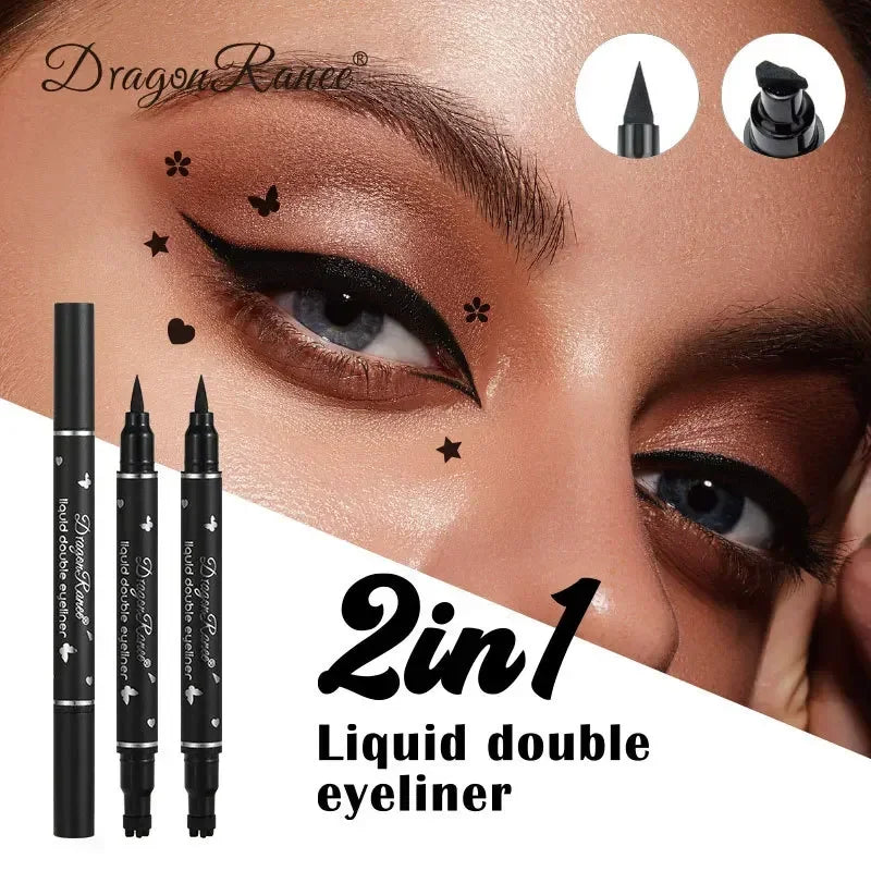 Eyeliner Pen Star Moon Stamp Long-Lasting Waterproof Black Liquid Eye Liner Pencil