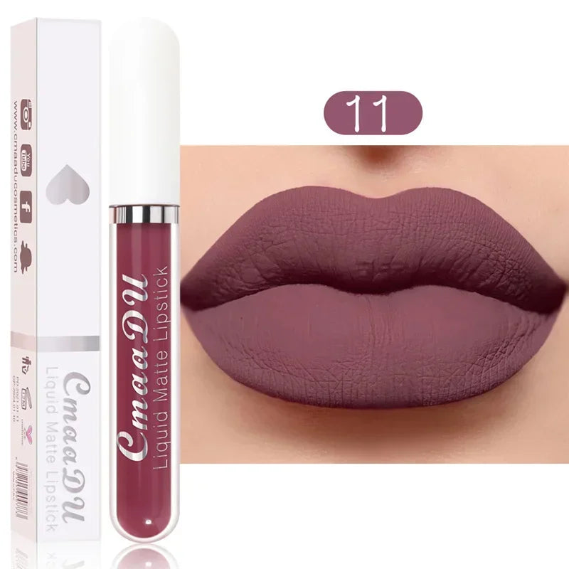Lip Gloss Brown Nude Pigment Dark Red Long Lasting Velvet Liquid Lipstick