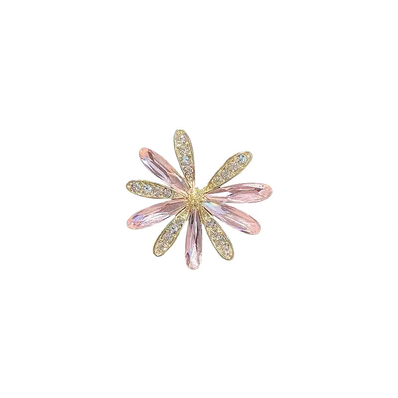 Crystal Daisy Flower Brooches Pins For Women Elegant Temperament Trendy Brooch