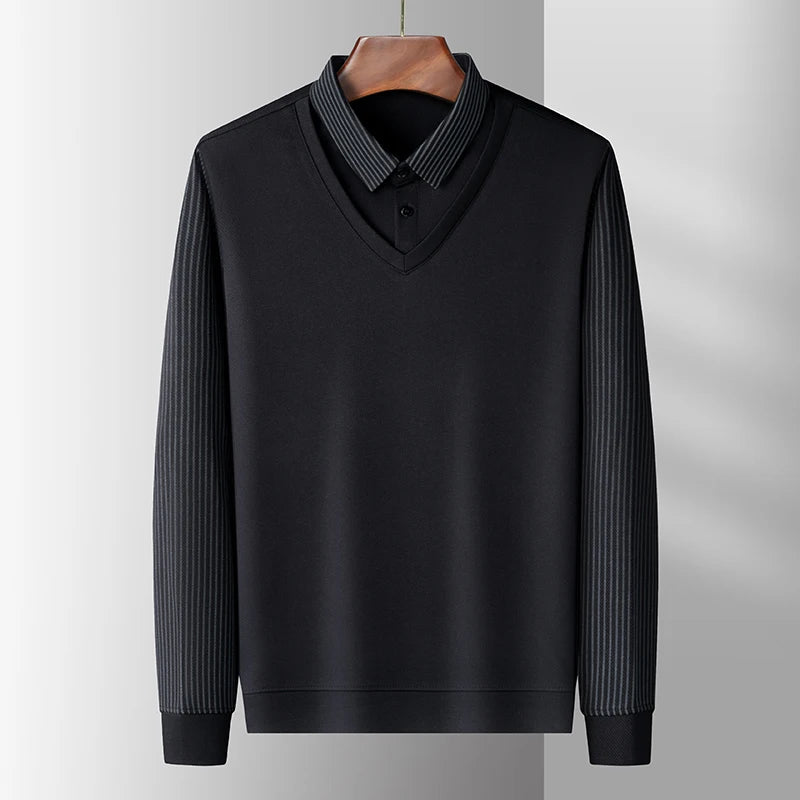 men's polo shirt for autumn winter fashion two pieces top