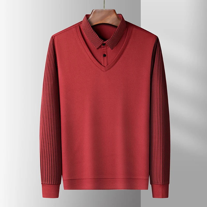 men's polo shirt for autumn winter fashion two pieces top