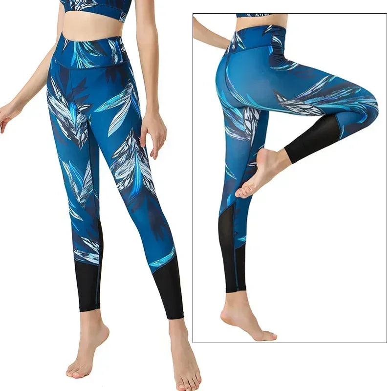 Women's Yoga Pants Women Flower High Waist Sports Leggings