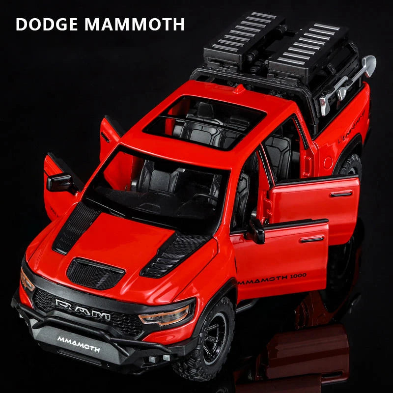 Dodge RAM 1000 TRX Mammoth Picku Alloy Car Model Sound And Light Pull Back Children's Toy Collectibles