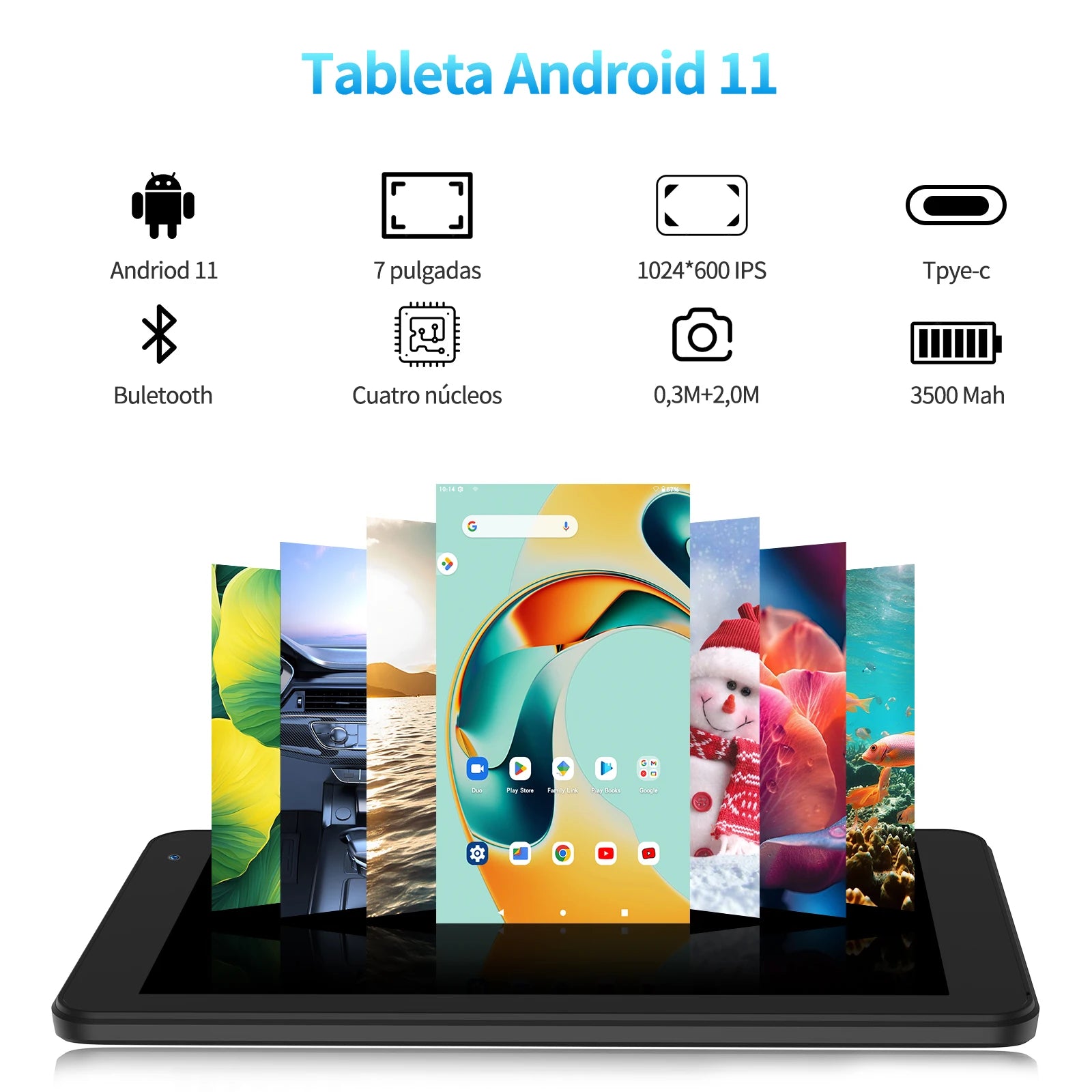 PRITOM 7 Inch Tablet PC 32 GB Android 11 with Quad Core Processor HD IPS Display