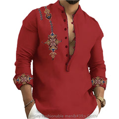 men's shirt tribe pattern printing retro geometry shirt
