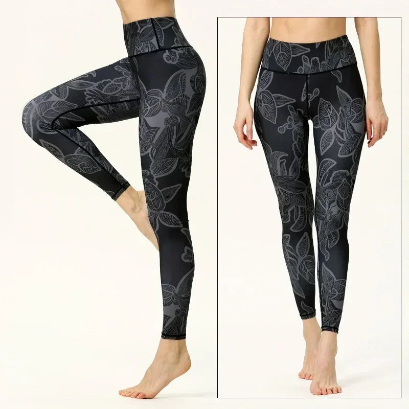 Women's Yoga Pants Women Flower High Waist Sports Leggings