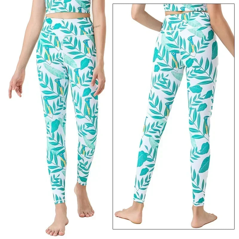 Women's Yoga Pants Women Flower High Waist Sports Leggings