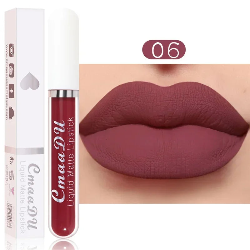Lip Gloss Brown Nude Pigment Dark Red Long Lasting Velvet Liquid Lipstick