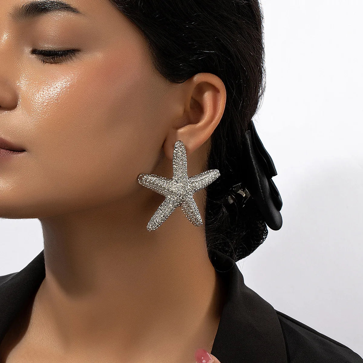 Boho Chic Beach Jewelry Accessories Gold Color Large Metal Seastar Star Starfish Stud Statement Earrings for Women