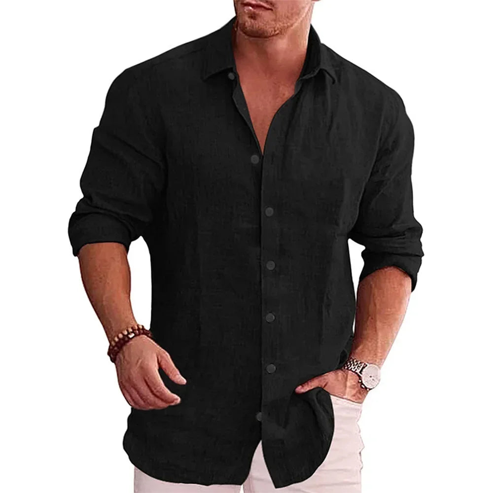 Men's Long Sleeve Solid Color Casual Shirt