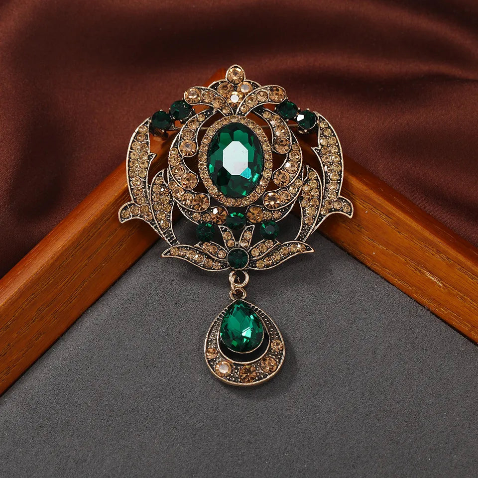SHMIK Classic Palace Style Women's Vintage Crystal Pendatn Brooches
