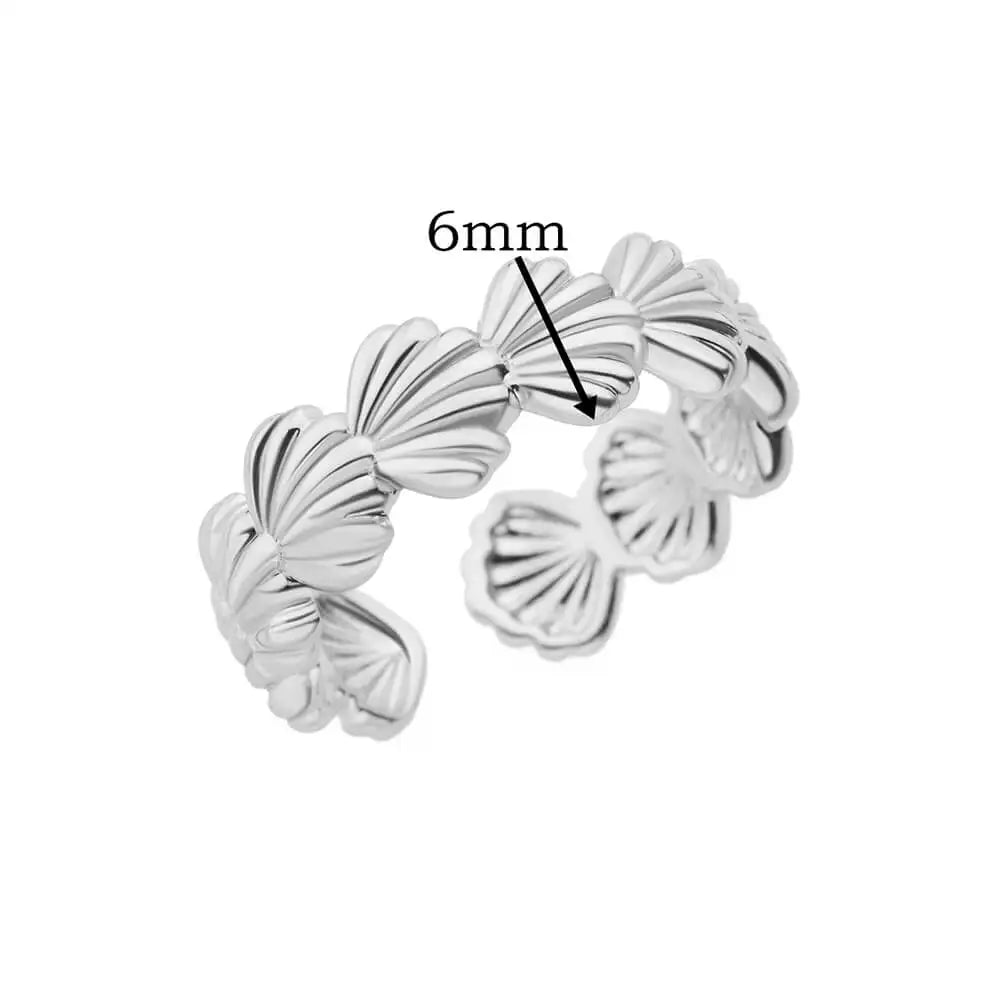 Shell Rings For Woman Stainless Steel Gold Color Adjustable Wedding Ring Boho Summer Beach Jewelry Gift anillos mujer
