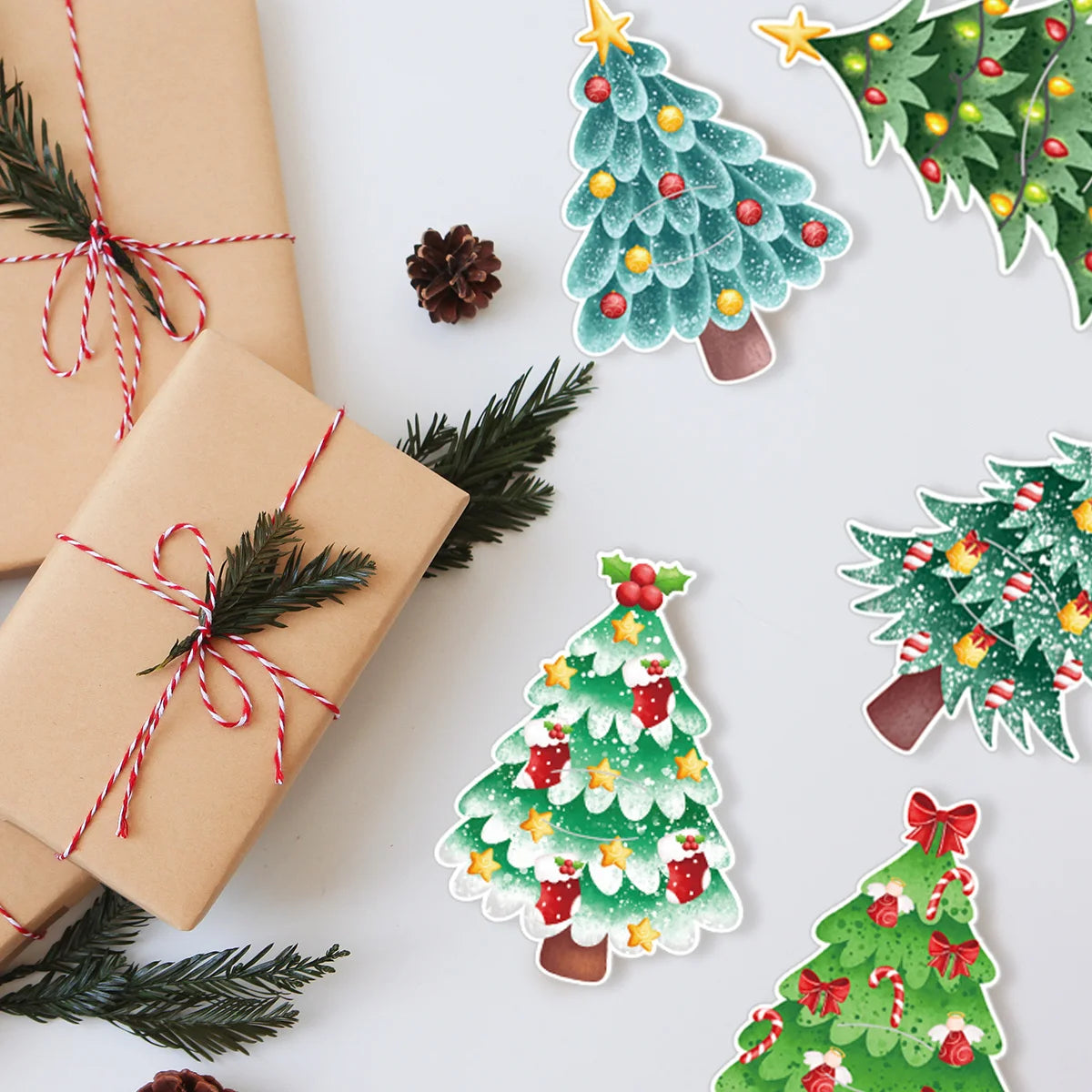 Christmas Tree Lollipop Cards Multi Type Tree Candy Holder For Navidad Party Sweets Packagings Supplies Kids DIY Gifts