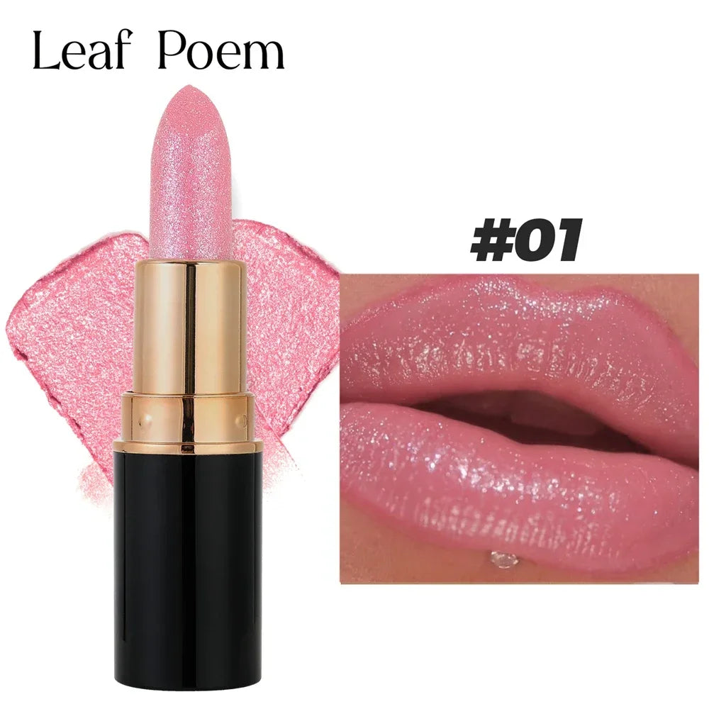 Glitter Metallic Lipstick Waterproof Long Lasting Diamond Pearlescent Lipstick.