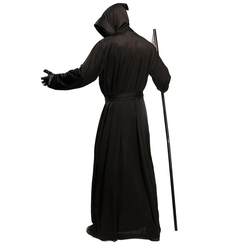 Halloween Grim Reaper Bodysuit Horror Death Cosplay Black Cloak Costume kid