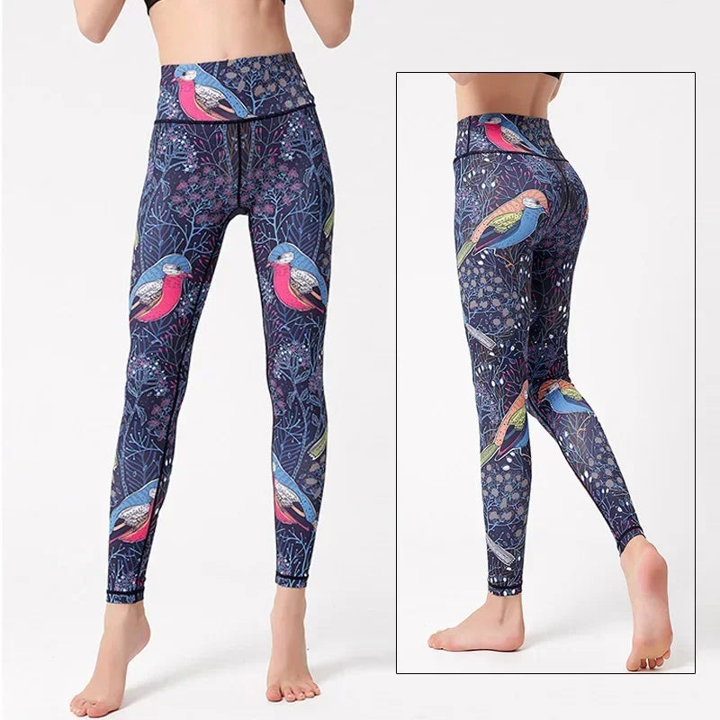 Women's Yoga Pants Women Flower High Waist Sports Leggings