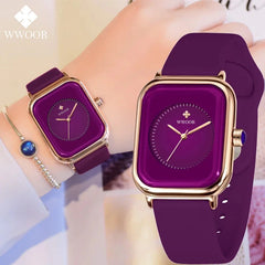 Watches For Women Fashion Square Purple Ladies Quartz Wristwatch