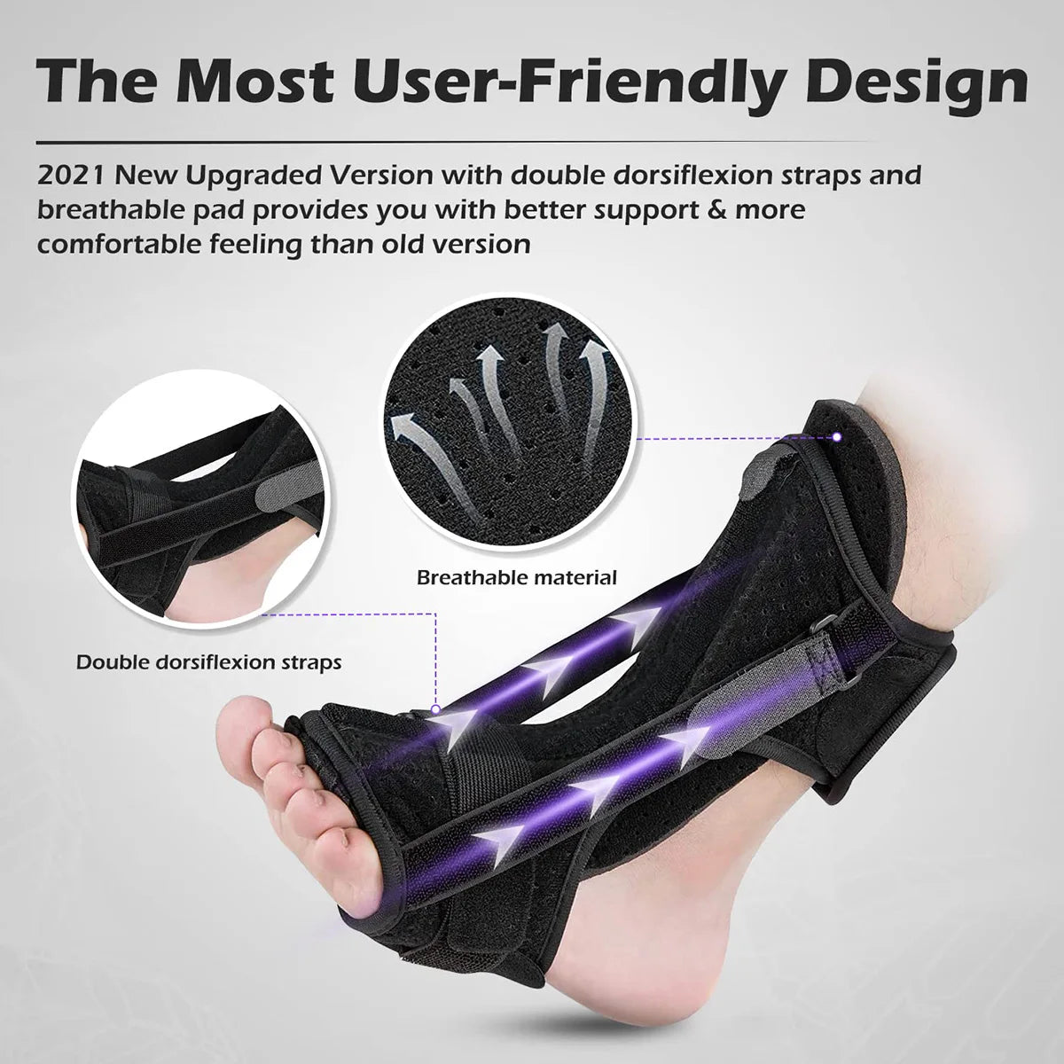 Plantar Fasciitis Night Splint Adjustable Foot Drop Orthotic Brace for Plantar