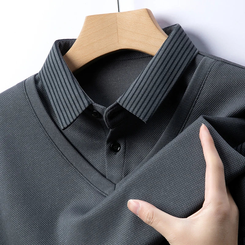 men's polo shirt for autumn winter fashion two pieces top