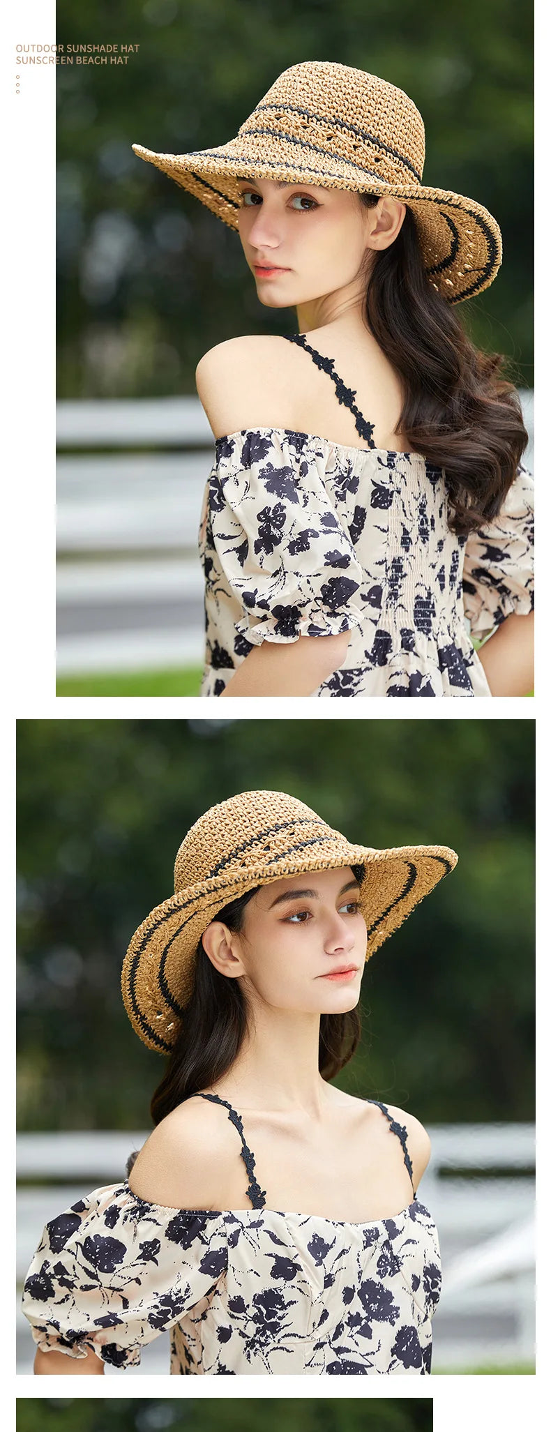 Straw Hat Women's Sunshade and Face Shield Hat