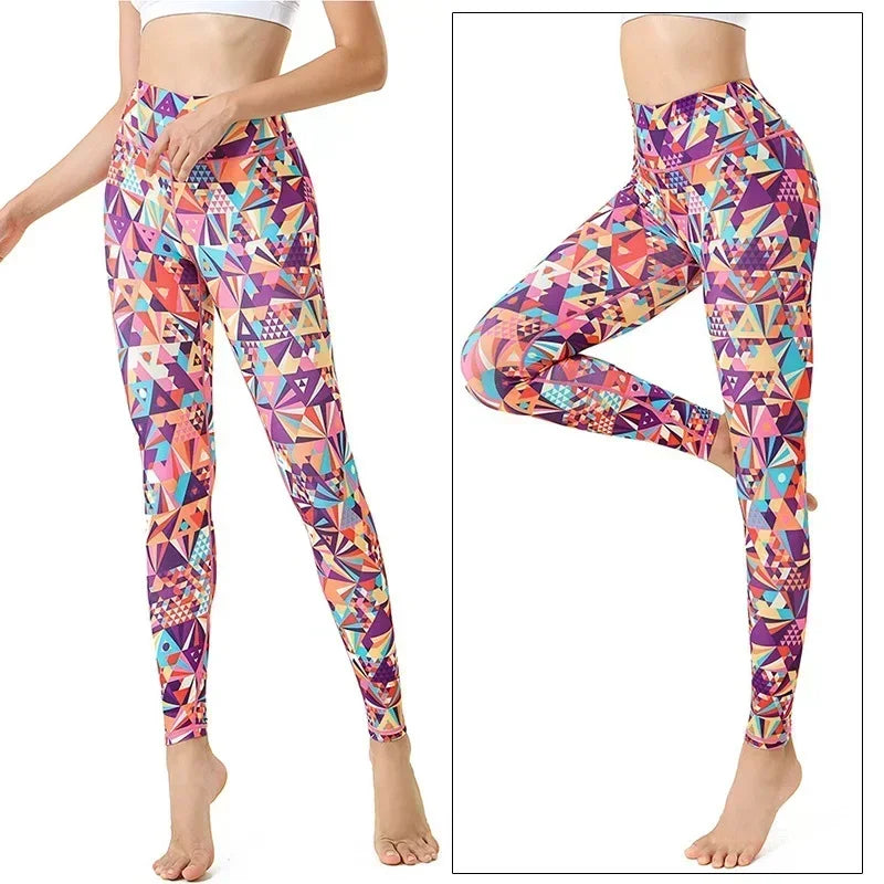 Women's Yoga Pants Women Flower High Waist Sports Leggings