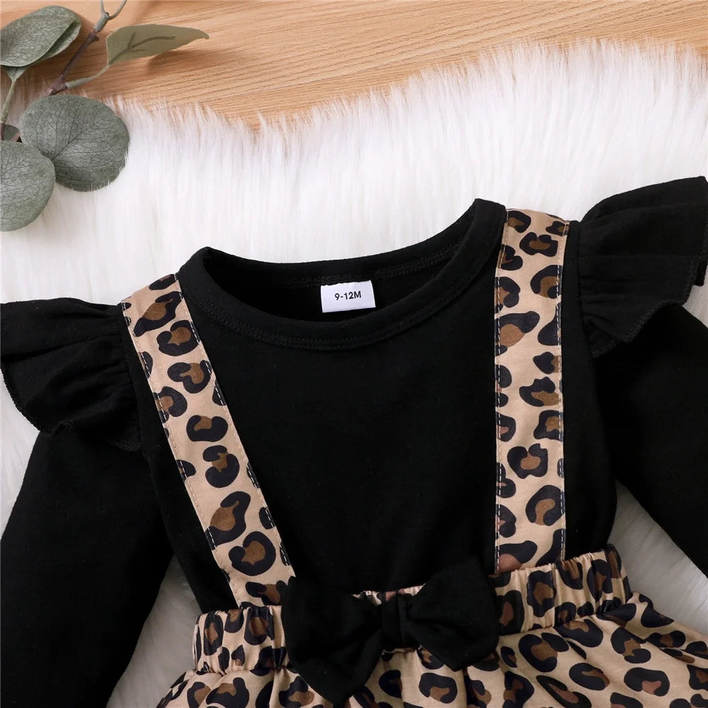 Months Newborn Baby Girl Romper Dress Long Sleeve Leopard Dresses