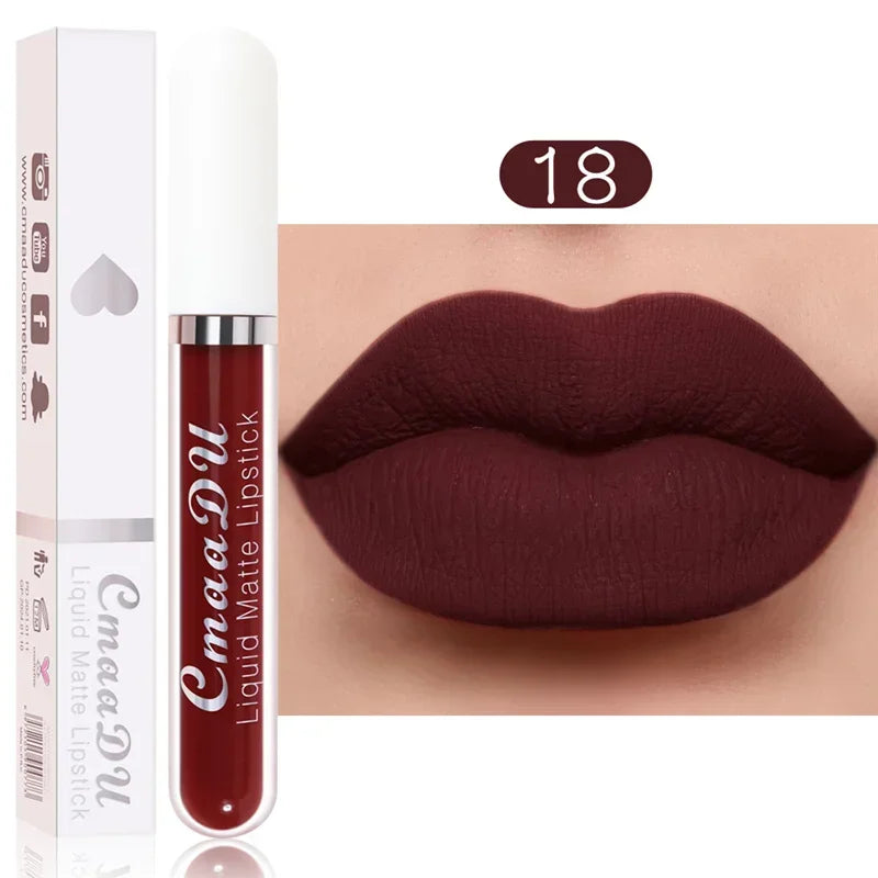 Lip Gloss Brown Nude Pigment Dark Red Long Lasting Velvet Liquid Lipstick