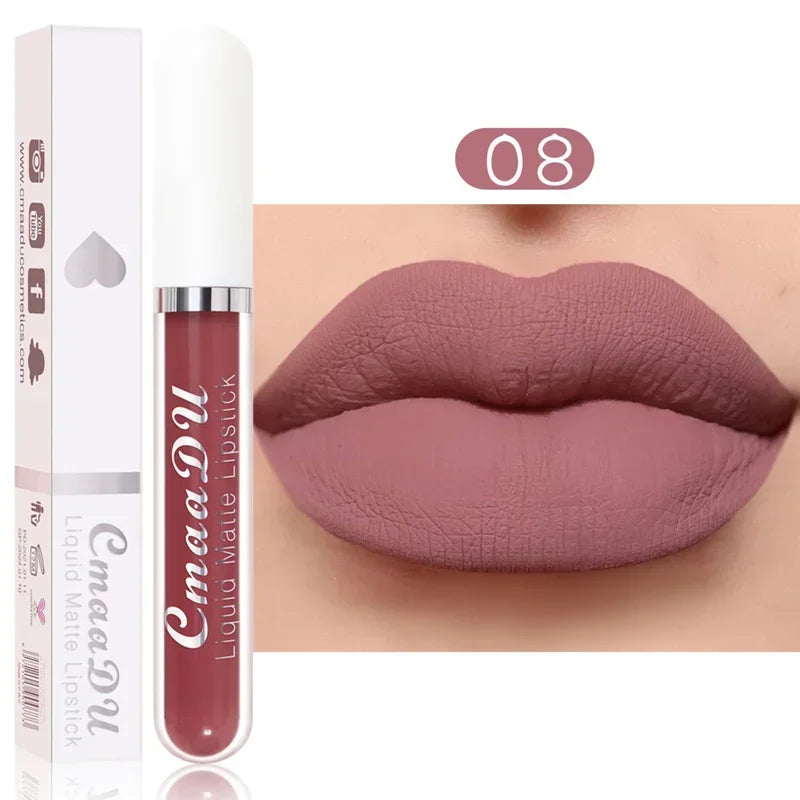 Lip Gloss Brown Nude Pigment Dark Red Long Lasting Velvet Liquid Lipstick