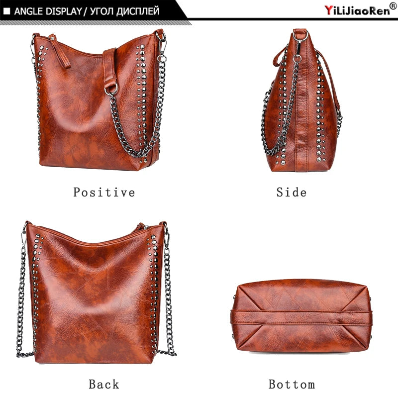 Retro Rivet Shoulder Bag Chain Crossbody Bags for Women