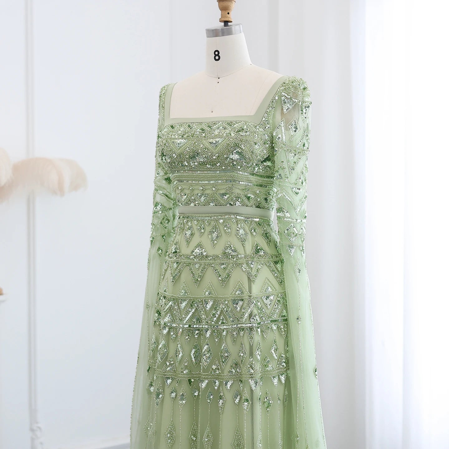 Evening Dress with Cape Sleeves  Elegant Women Wedding Guest Party Gowns
