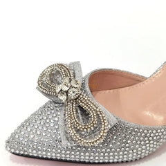 Party High Heels Pointed Toe Stiletto Heels Silver Women's Shoes And Bags