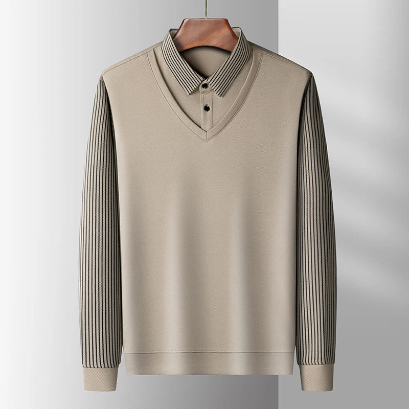 men's polo shirt for autumn winter fashion two pieces top