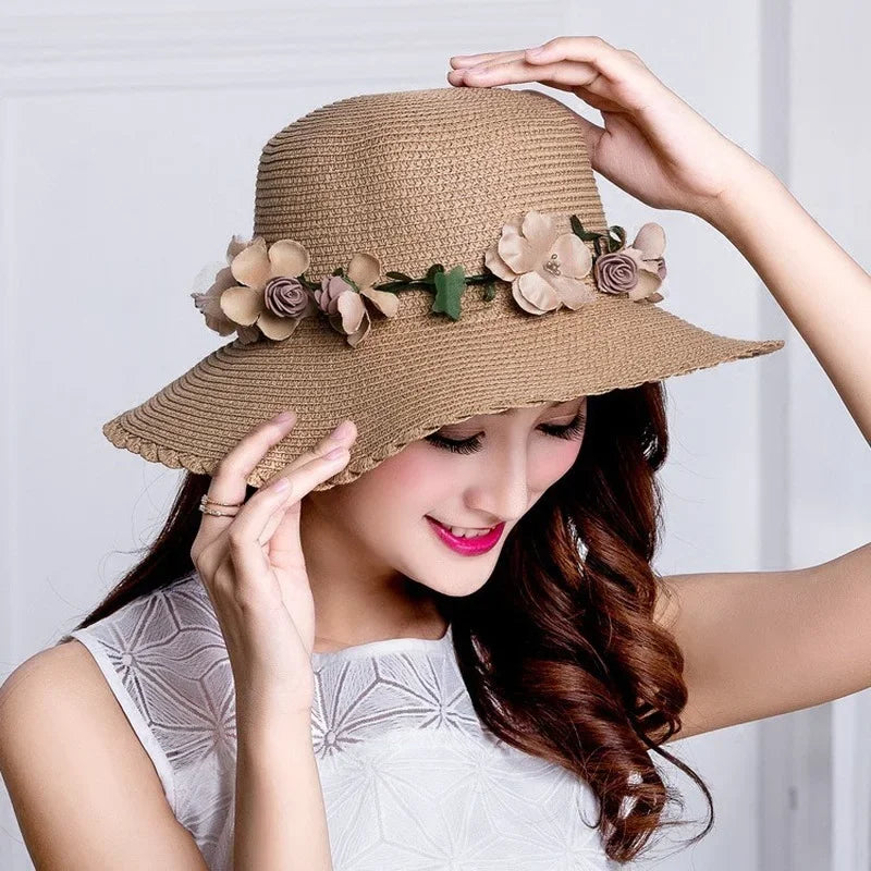 Sun Grass Hat Beach Flower Rope Women's Fashion Accessories Designer Hat