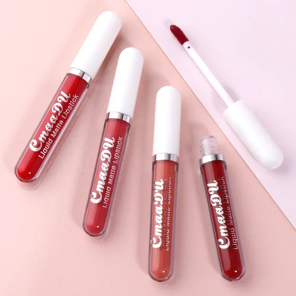 Lip Gloss Brown Nude Pigment Dark Red Long Lasting Velvet Liquid Lipstick