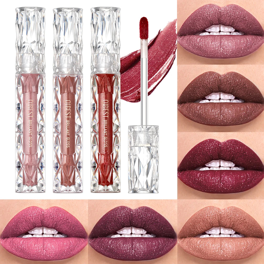 Liquid Lipstick Moisturizing Long-Lasting Purple Sparkling Waterproof Lip Gloss