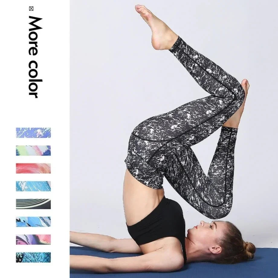 Women's Yoga Pants Women Flower High Waist Sports Leggings