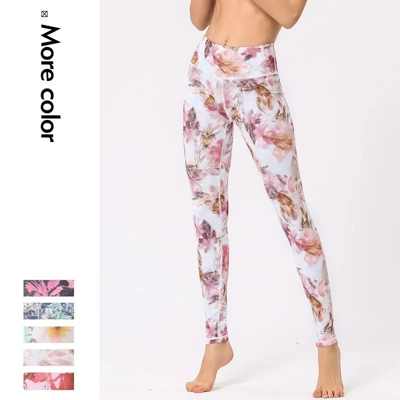 Yoga Pants Flower High Waist Sports Leggings for women