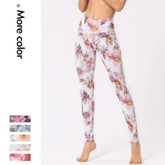 Women's Yoga Pants Women Flower High Waist Sports Leggings