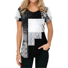 Women's O Neck Short Sleeve Blouse Oversized Ladies Tops