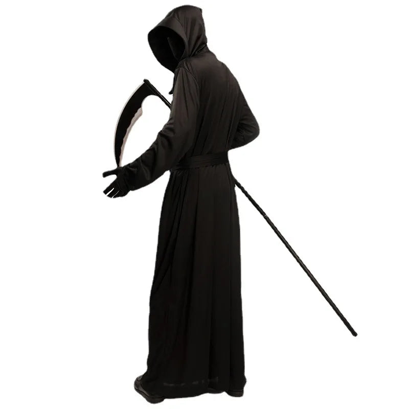 Halloween Grim Reaper Bodysuit Horror Death Cosplay Black Cloak Costume kid